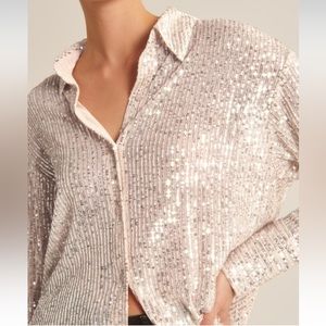 ABERCROMBIE BUTTON UP SEQUIN TOP